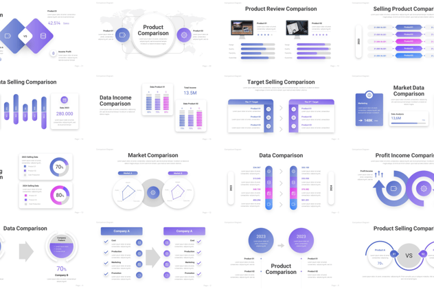 数据对比分析图表展示PPT模板 - 顶尖PPT