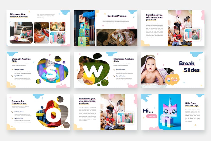 儿童专区内容展示Keynote模板 - 顶尖PPT