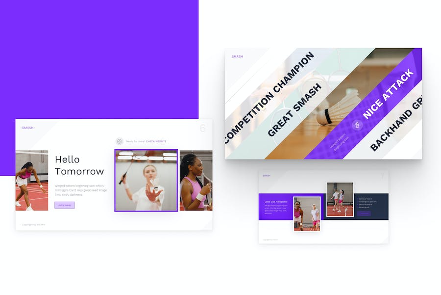 扣球羽毛球体育运动PPT模板 - 顶尖PPT