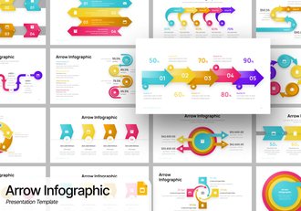 彩色箭头信息图形PPT模板 - 顶尖PPT