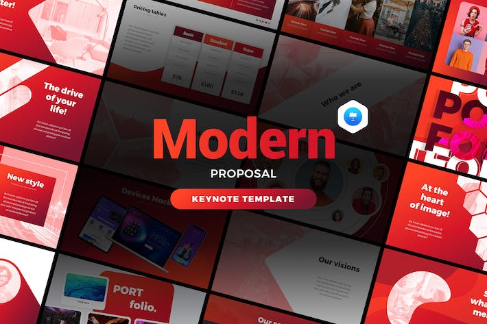 红色企业业务解决方案商业计划多用途keynote模板 - 顶尖PPT