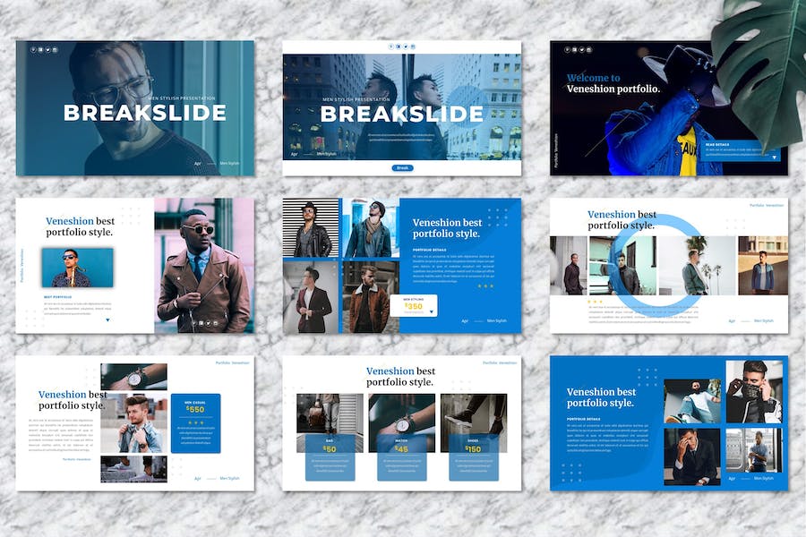 时尚服装男士穿搭商务推介PPT模板 - 顶尖PPT