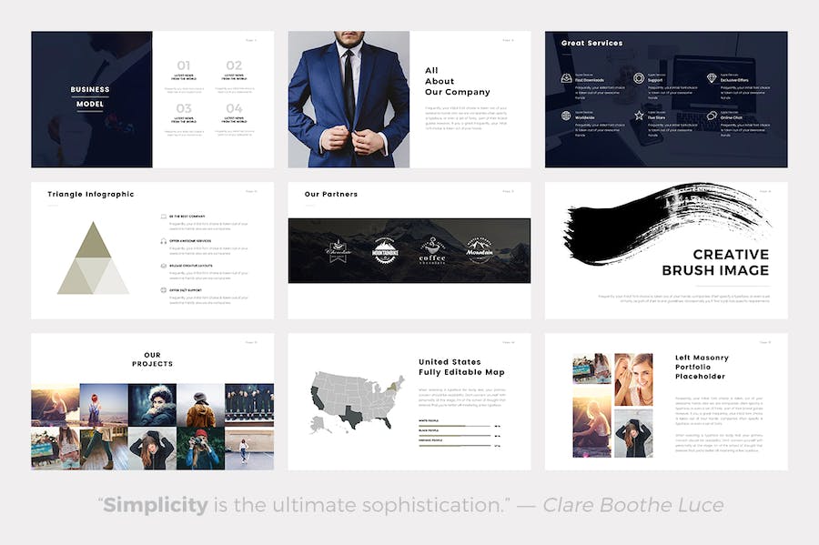 极简风格商务办公展示PPT模板 - 顶尖PPT