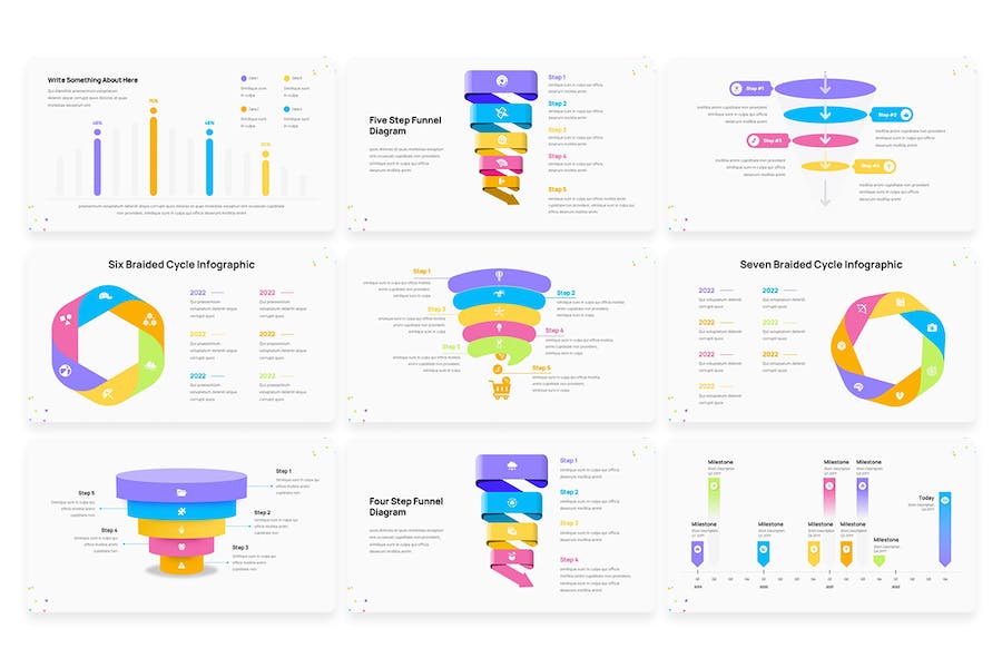 彩色信息图表展示设计Keynote模板 - 顶尖PPT