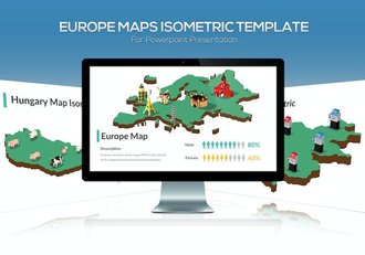 3D立体插画欧洲各个国家地图及特点描述PPT模板 - 顶尖PPT