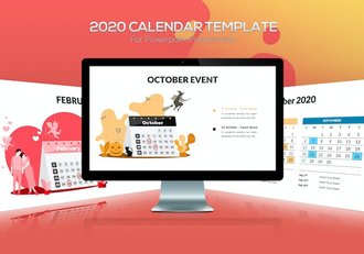 创意卡通人物插画新年日历展示PPT模板 - 顶尖PPT