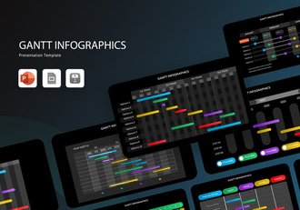 科技感深色项目管理甘特图PPT模板 - 顶尖PPT