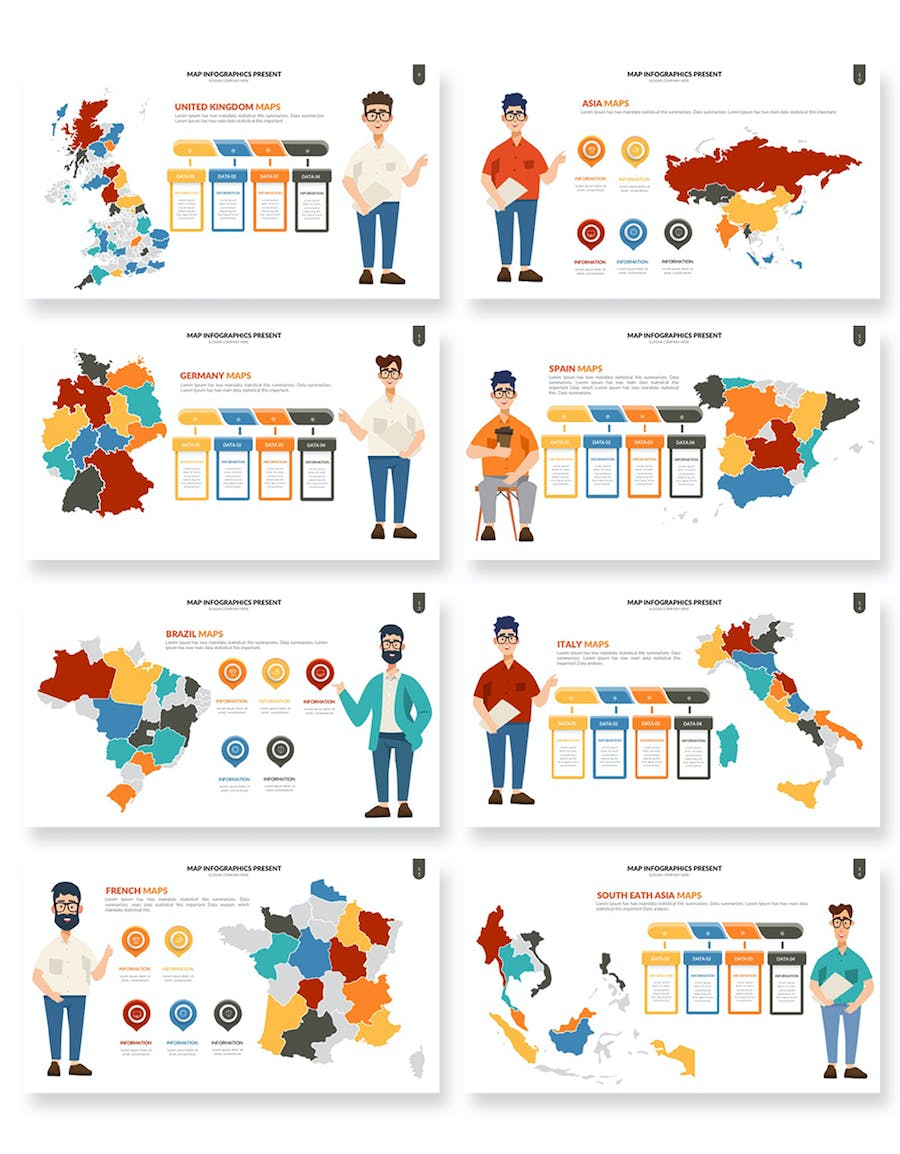 世界各国地图图形PPT模板 - 顶尖PPT