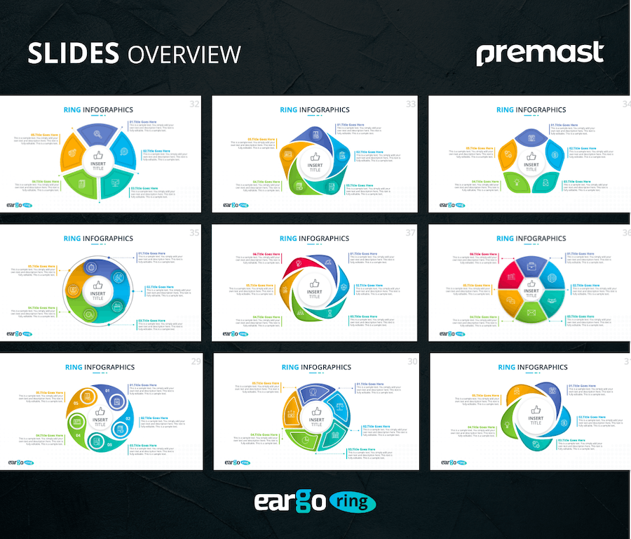 循环流程环形图数据可视化PPT模板 - 顶尖PPT