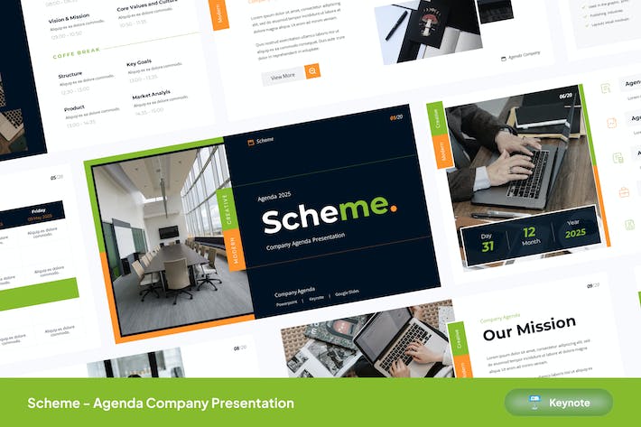 公司计划议程日程安排Keynote模板 - 顶尖PPT
