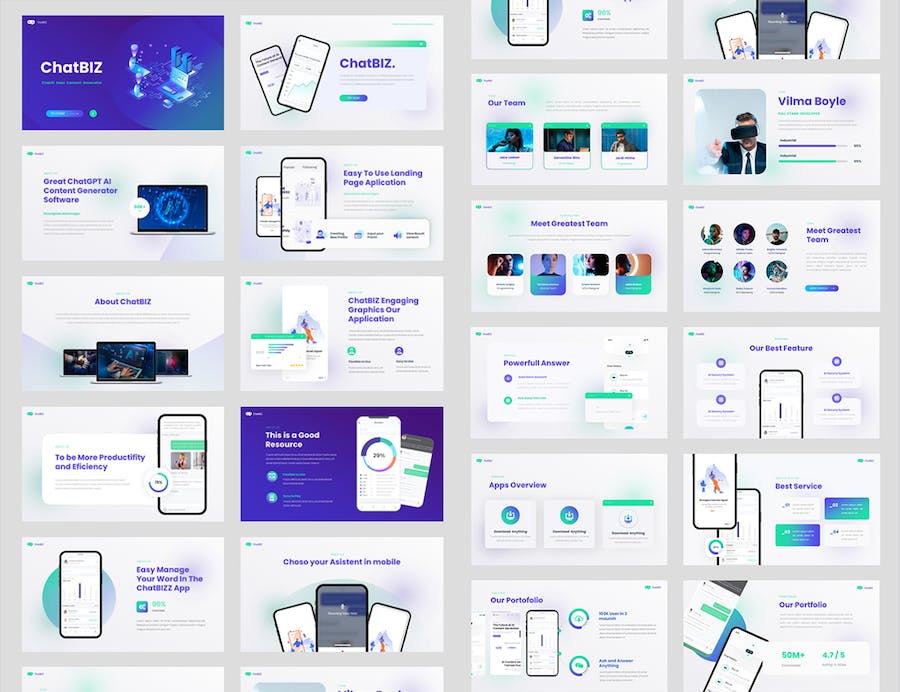人工智能chatGPT对话生成科技未来keynoteT模板 - 顶尖PPT