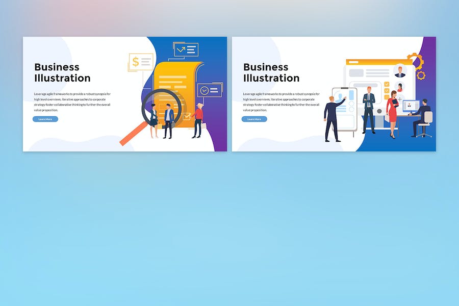 蓝色商业插画主题演示文稿PPT - 顶尖PPT