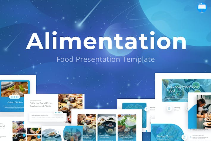 婴儿营养膳食蓝色简单食品keynote模板 - 顶尖PPT