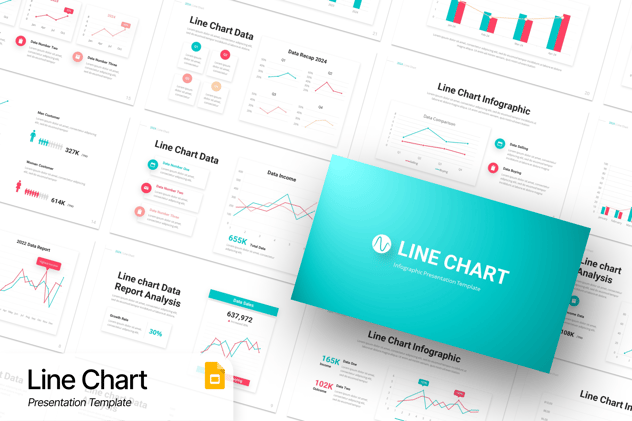 彩色多种样式线条数据图形PPT模板 - 顶尖PPT