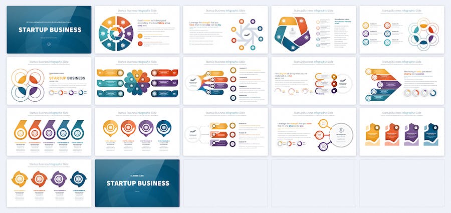 彩色商务图形PPT模板 - 顶尖PPT
