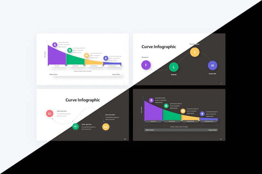 曲线起伏数据图形keynote模板 - 顶尖PPT