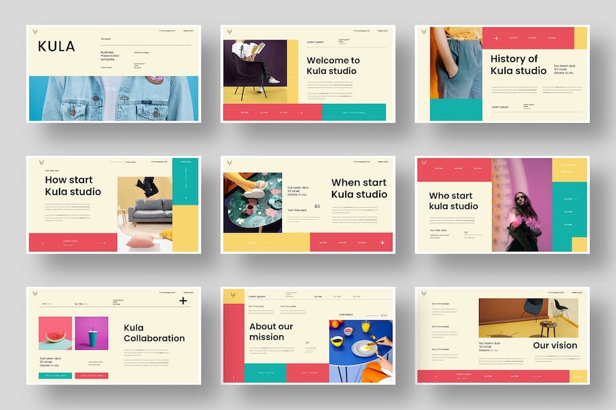 复古配色时尚产品展示keynote模板 - 顶尖PPT