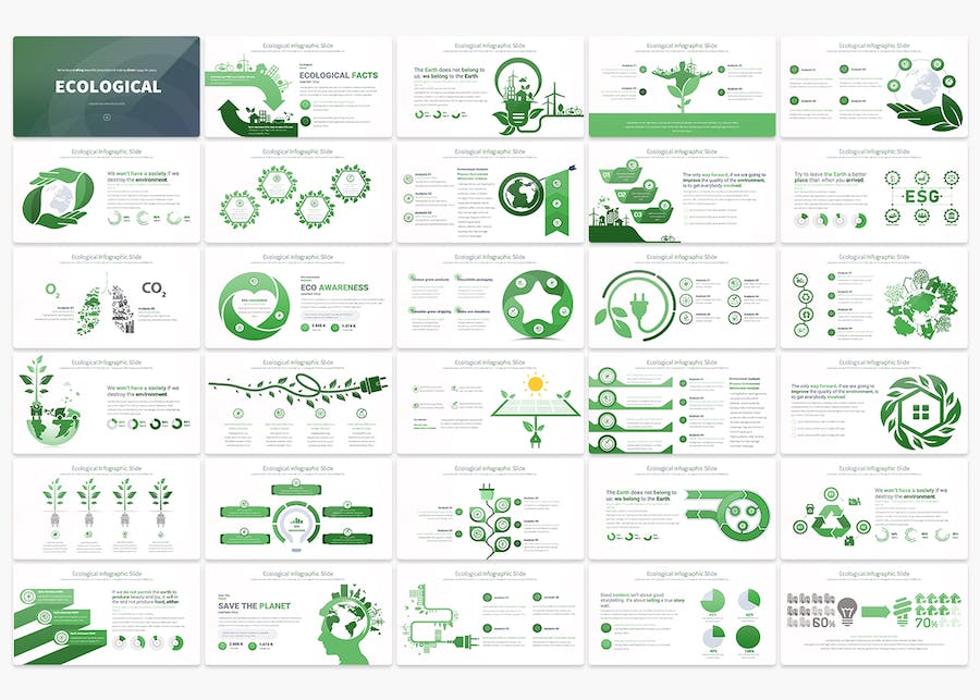 生态绿化环境保护图形插画keynote模板 - 顶尖PPT
