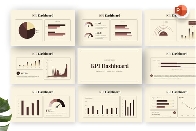 KPI关键指标仪表板信息图表PPT模板 - 顶尖PPT