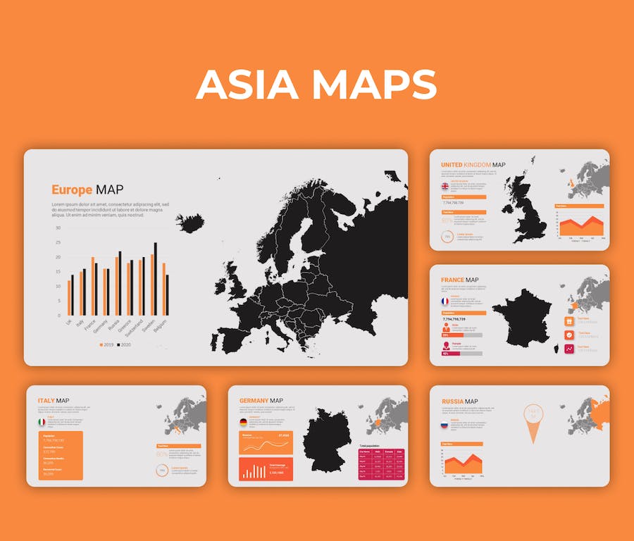 欧洲区域地图可视化展示PPT模板 - 顶尖PPT