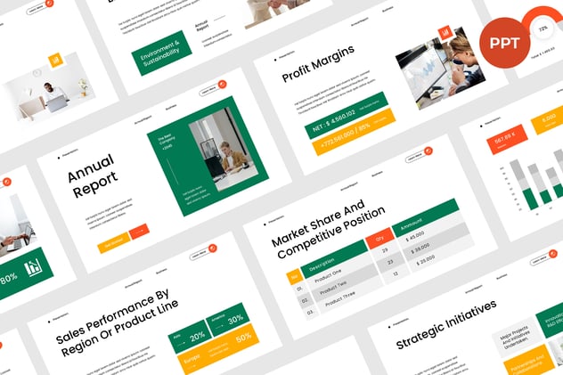 白绿年度报告演示PPT模板 - 顶尖PPT