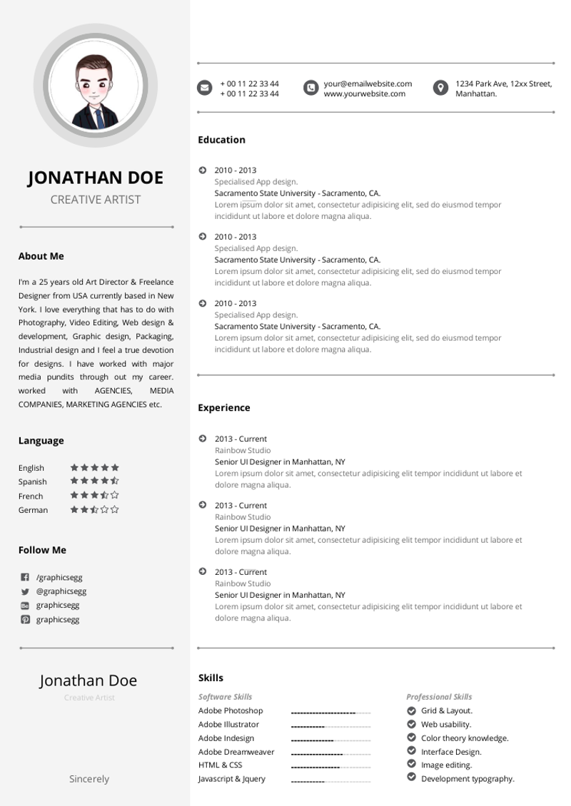 简约英文简历模板 - 顶尖PPT