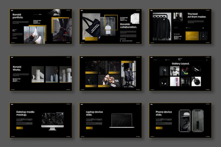 黑金色高端企业介绍品牌宣传营销商务keynote模板 - 顶尖PPT