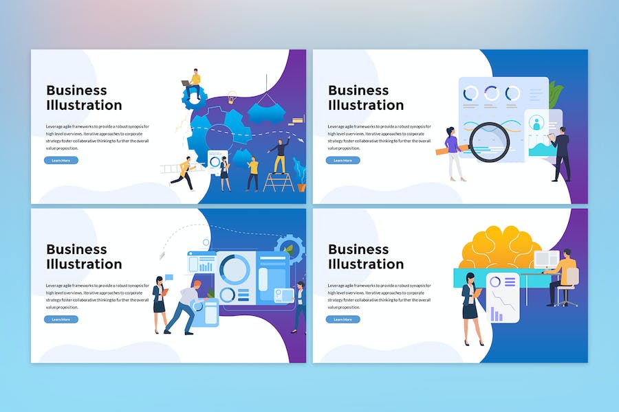 蓝色商业插画主题演示文稿PPT - 顶尖PPT