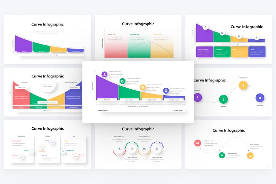 曲线起伏数据图形keynote模板 - 顶尖PPT