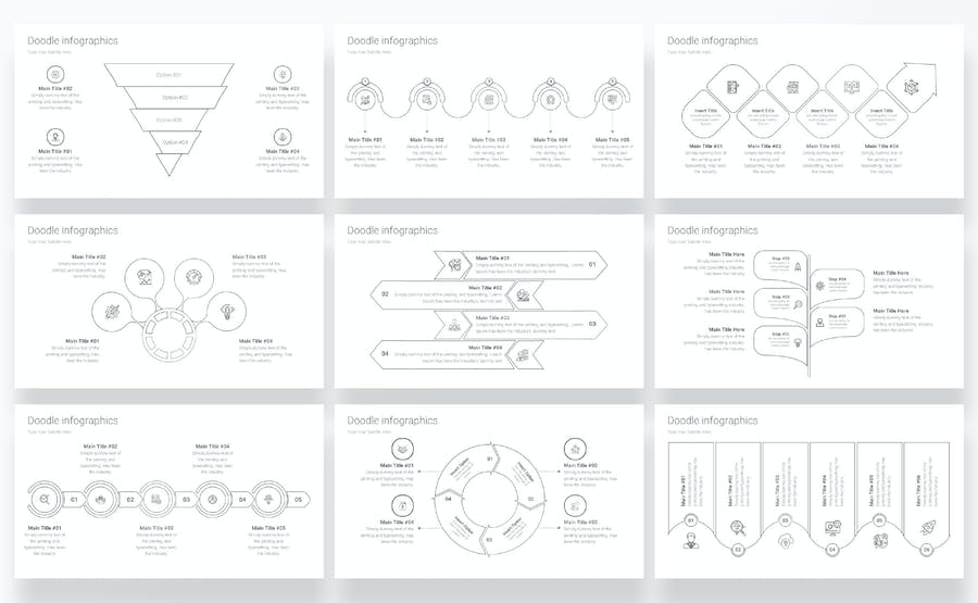 涂鸦信息图形图表讲述展示设计Keynote模板 - 顶尖PPT