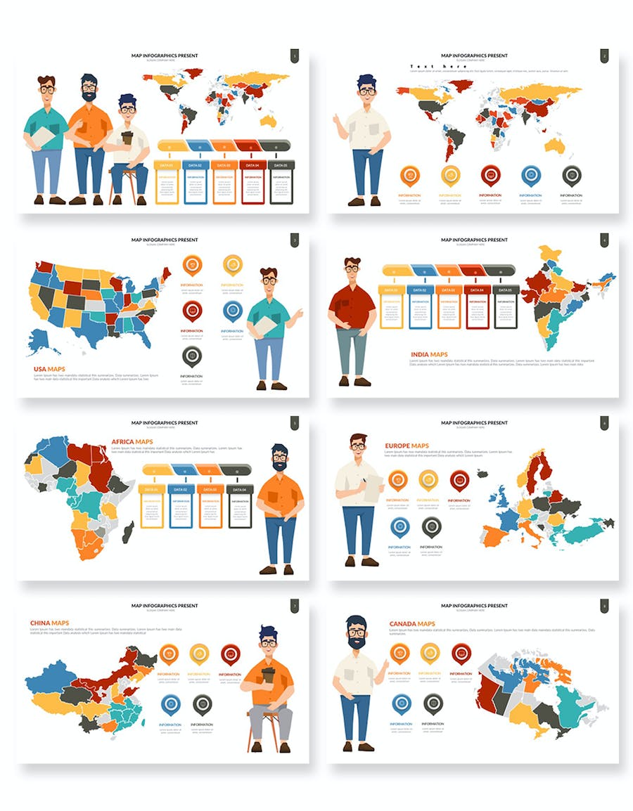 世界各国地图图形PPT模板 - 顶尖PPT