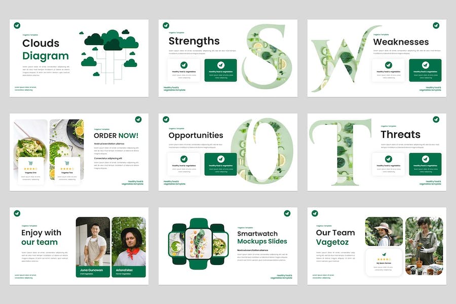 健康食品蔬菜营养推介PPT模板 - 顶尖PPT