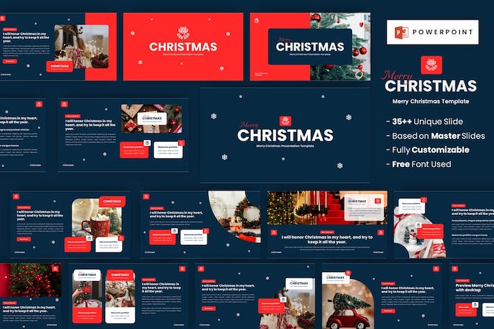 圣诞快乐雪花背景圣诞节文化传播介绍PPT模板 - 顶尖PPT