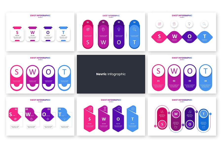 SWOT信息图表PPT模板 - 顶尖PPT