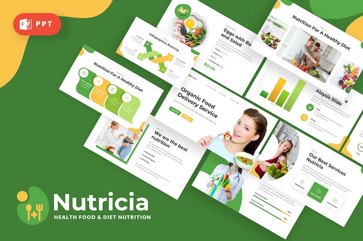 绿色健康保健食品PPT模板 - 顶尖PPT