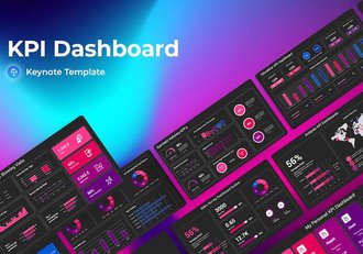 KPI深色主题数据分析图形展示Keynote模板 - 顶尖PPT