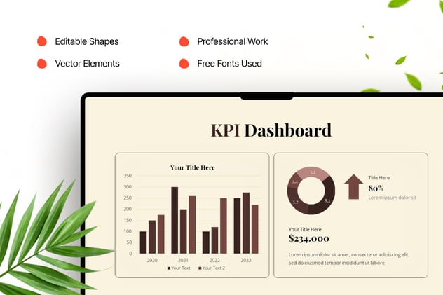 KPI关键指标仪表板信息图表PPT模板 - 顶尖PPT