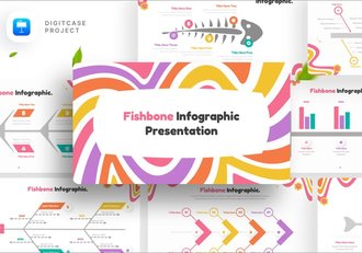 彩色鱼骨信息图形keynote模板 - 顶尖PPT