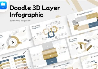 3D层级信息图形涂鸦风格keynote模板 - 顶尖PPT