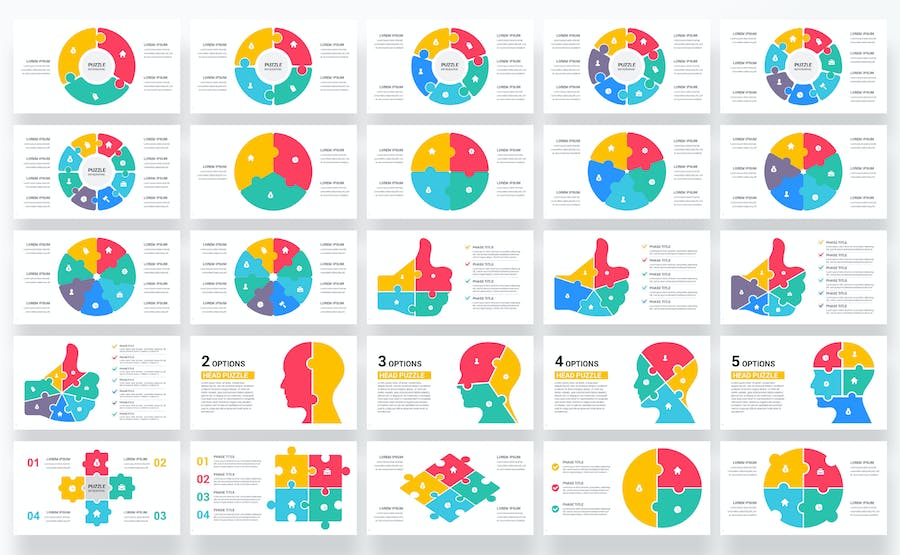 拼图信息图表数据展示PPT模板 - 顶尖PPT