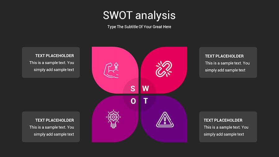 SWOT分析暗箱操作深色Keynote模板 - 顶尖PPT