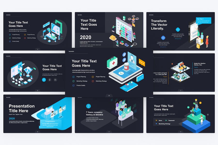 三维立体商业插画图形PPT模板 - 顶尖PPT