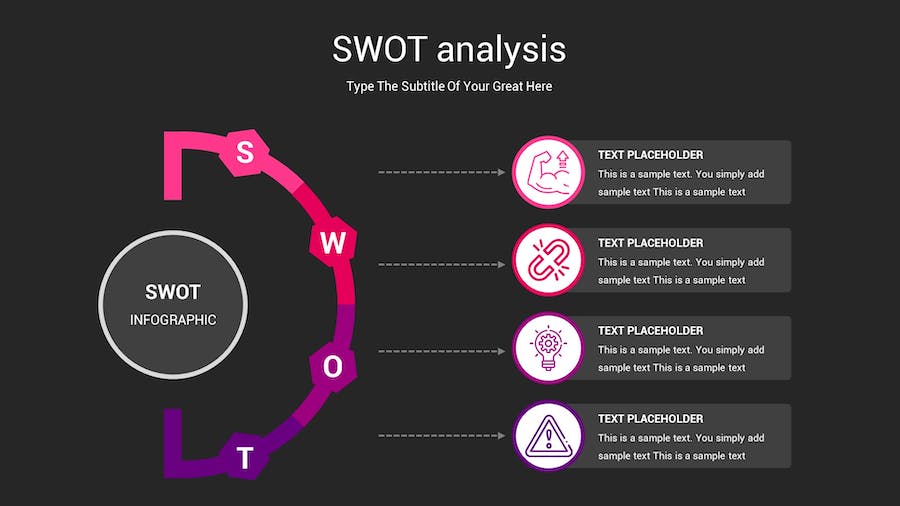 SWOT分析暗箱操作深色Keynote模板 - 顶尖PPT