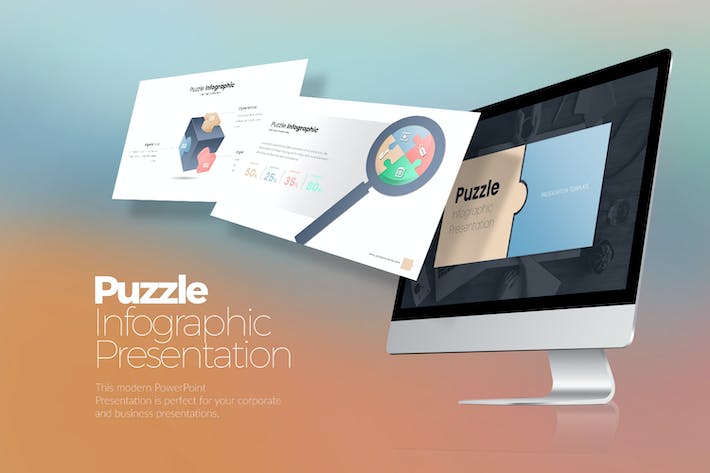 多色彩创意拼图信息图PPT模板 - 顶尖PPT