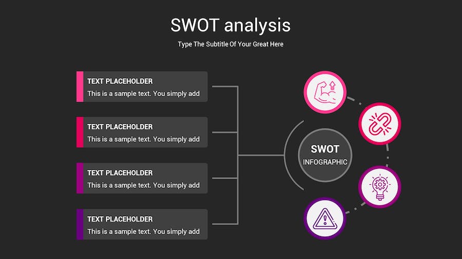 SWOT分析暗箱操作深色Keynote模板 - 顶尖PPT