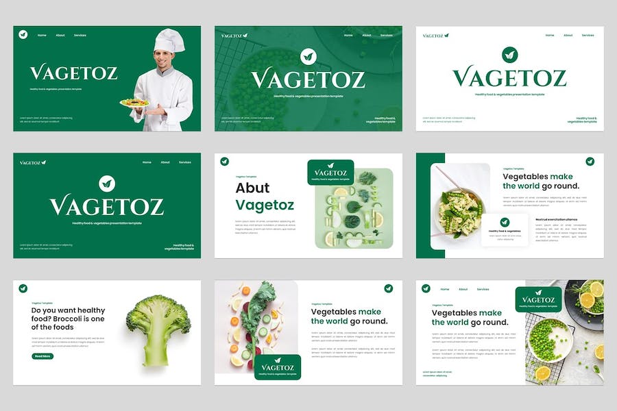 健康食品蔬菜营养推介PPT模板 - 顶尖PPT