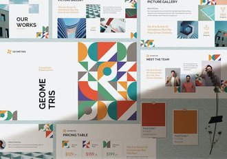 几何图形讲述展示设计构思应用Keynote模板 - 顶尖PPT