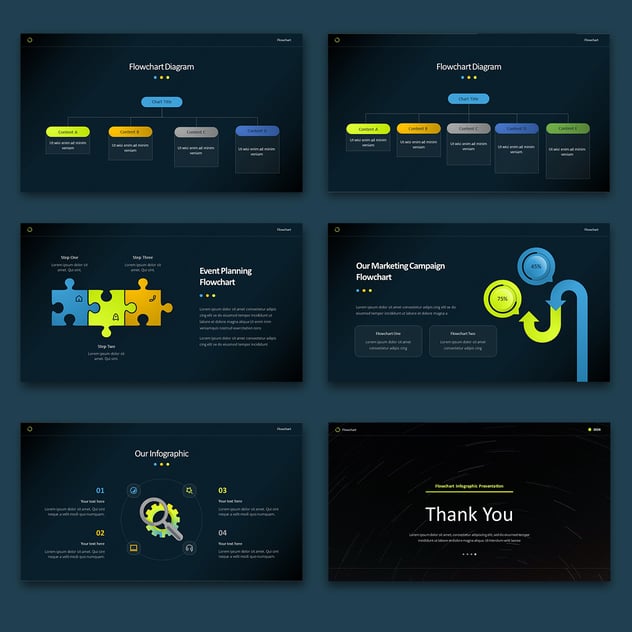 黑色系流程图keynote模板 - 顶尖PPT