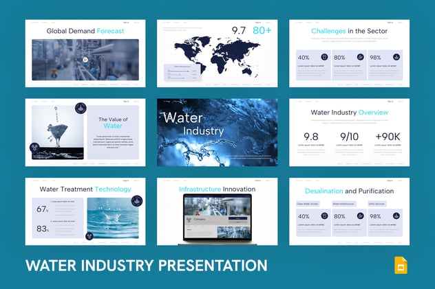 水资源管理环保污水治理行业PPT模板 - 顶尖PPT