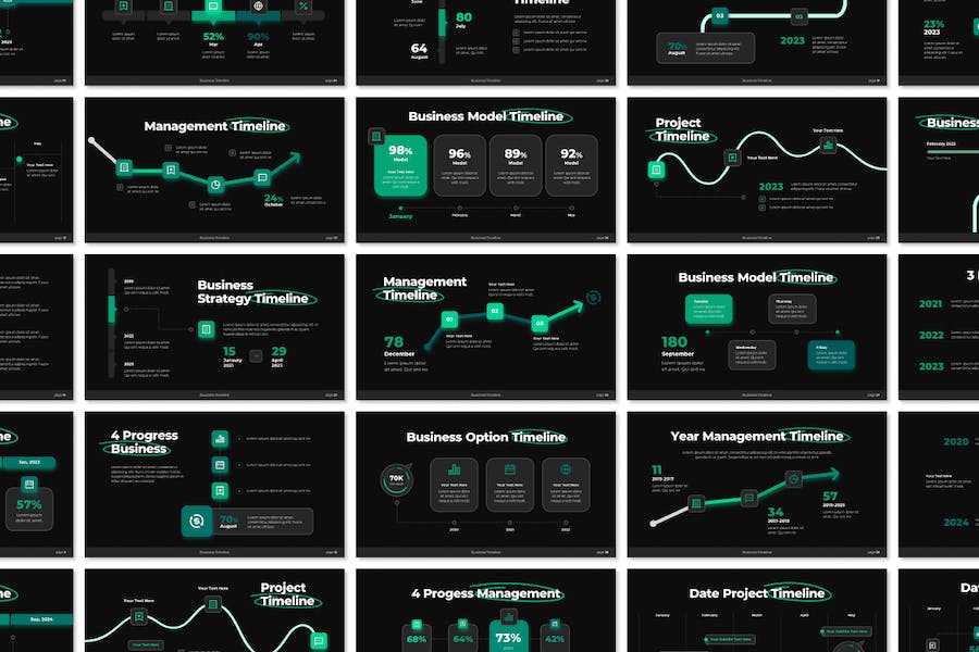 商业时间轴规划展示项目管理PPT模板 - 顶尖PPT